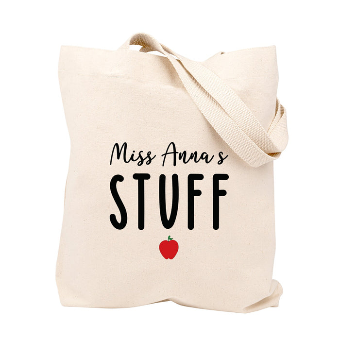 Custom Teacher Appreciation Tote Bags Cute Boho Teacher Tote Bag, Best Teacher Gifts-Set of 1-Andaz Press-Apple-