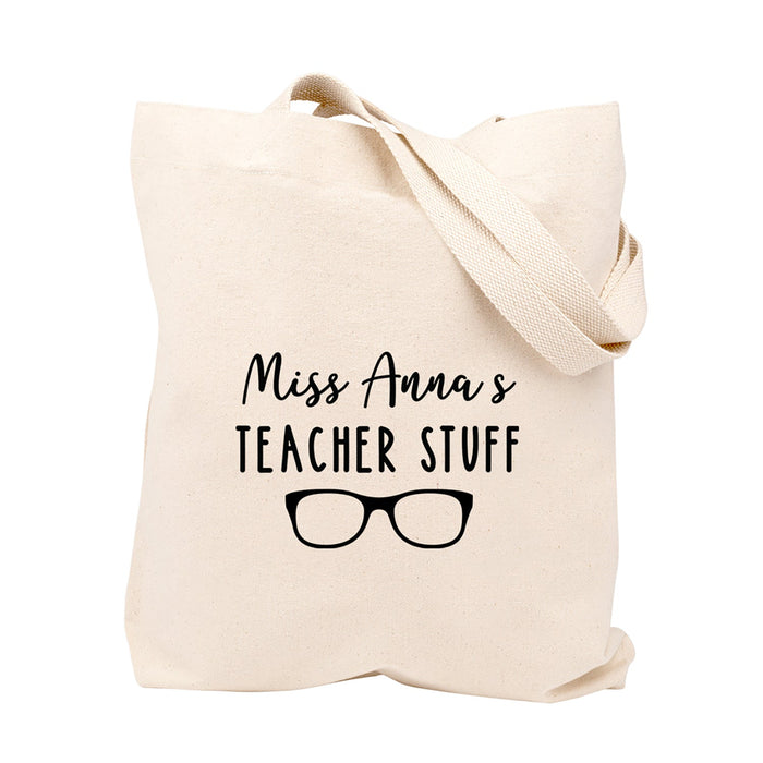 Custom Teacher Appreciation Tote Bags Cute Boho Teacher Tote Bag, Best Teacher Gifts-Set of 1-Andaz Press-Apple-