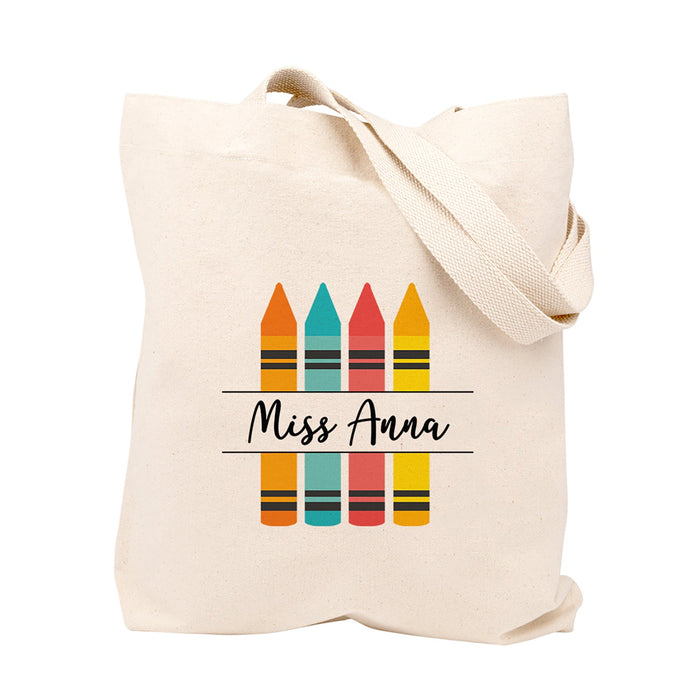Custom Teacher Appreciation Tote Bags Cute Boho Teacher Tote Bag, Best Teacher Gifts-Set of 1-Andaz Press-Crayons-