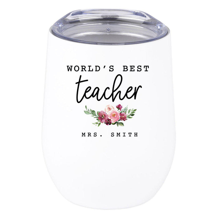 Custom Teacher Appreciation Wine Tumbler with Lid Stemless Stainless Steel Insulated for Teacher Appreciation Week-Set of 1-Andaz Press-Teacher Off Duty-