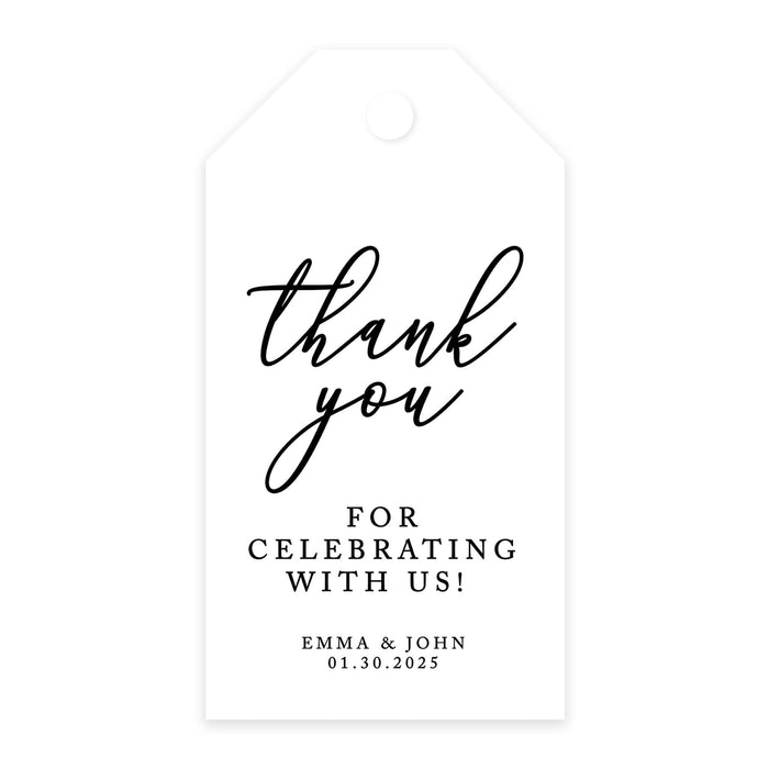 Custom Thank You for Celebrating with Us Wedding Favor Tags with Bakers Twine, 2 x 3.75-Inches-Set of 100-Andaz Press-Minimal Modern-