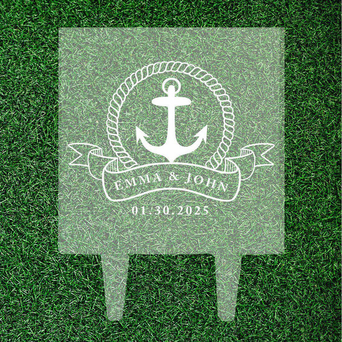 Custom Tropical Beach Nautical Square Acrylic Cake Topper Collection-Set of 1-Andaz Press-Tropical Flower-