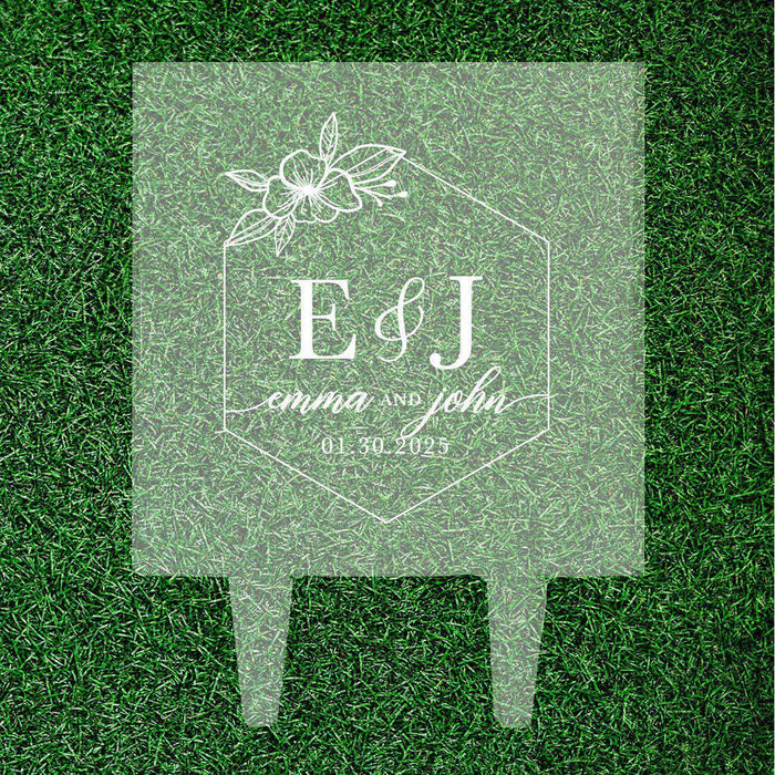 Custom Tropical Beach Nautical Square Acrylic Cake Topper Collection-Set of 1-Andaz Press-Tropical Flower-