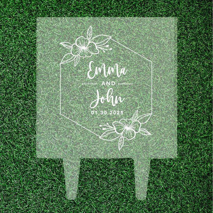 Custom Tropical Beach Nautical Square Acrylic Cake Topper Collection-Set of 1-Andaz Press-Tropical Flower-