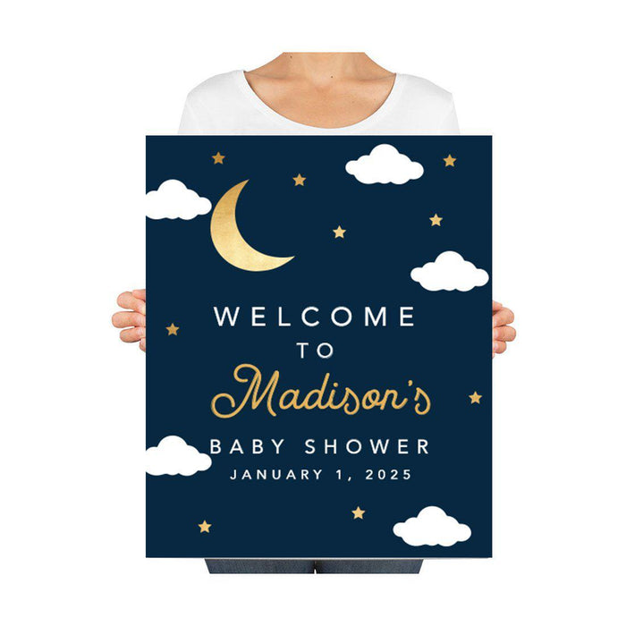 Custom Twinkle Twinkle Little Star Baby Shower Canvas Welcome Signs-Set of 1-Andaz Press-Twinkle Twinkle Little Star-