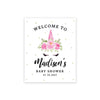 Custom Unicorn Baby Shower Canvas Welcome Signs-Set of 1-Andaz Press-Watercolor Unicorn-