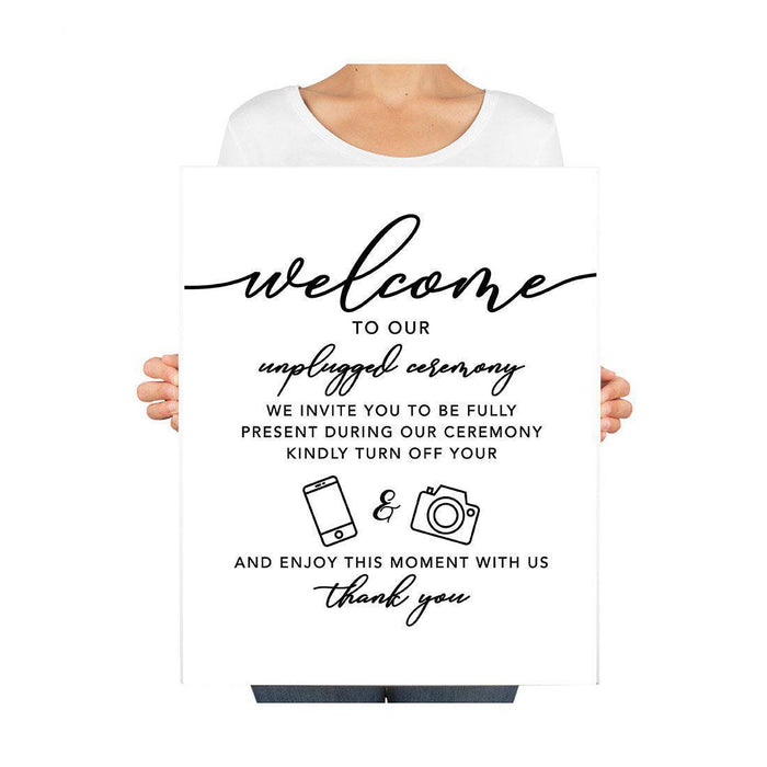 Custom Unplugged Ceremony Canvas Wedding Signs-Set of 1-Andaz Press-Enjoy This Moment With Us-