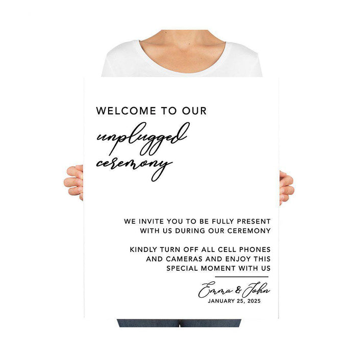 Custom Unplugged Ceremony Canvas Wedding Signs-Set of 1-Andaz Press-Enjoy This Moment With Us-