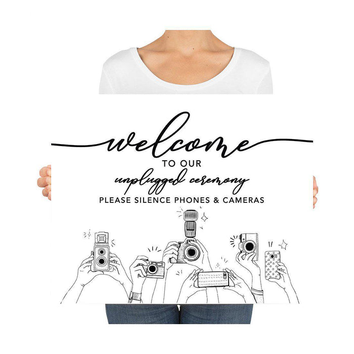 Custom Unplugged Ceremony Canvas Wedding Signs-Set of 1-Andaz Press-Enjoy This Moment With Us-