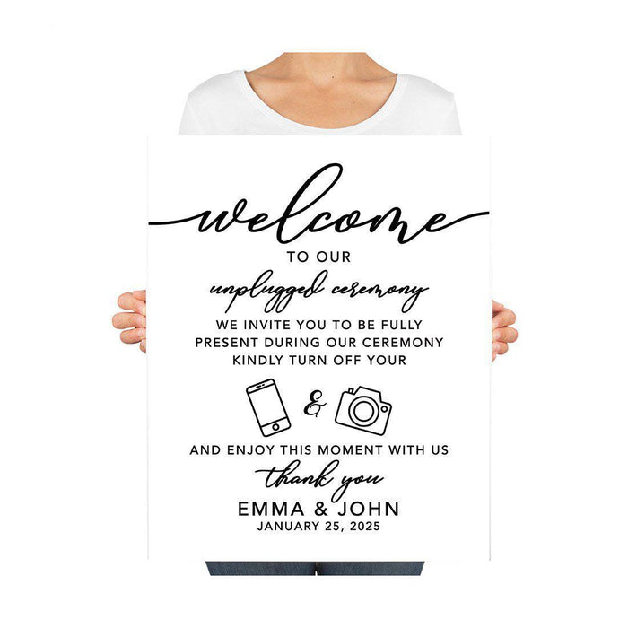 Custom Unplugged Ceremony Canvas Wedding Signs-Set of 1-Andaz Press-Enjoy This Moment With Us-