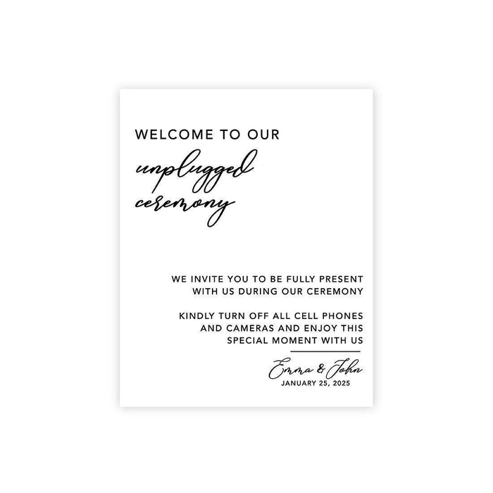 Custom Unplugged Ceremony Canvas Wedding Signs-Set of 1-Andaz Press-Custom Welcome To Our Unplugged Ceremony-