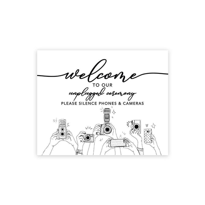 Custom Unplugged Ceremony Canvas Wedding Signs-Set of 1-Andaz Press-Minimalist Welcome to Our Unplugged Ceremony-