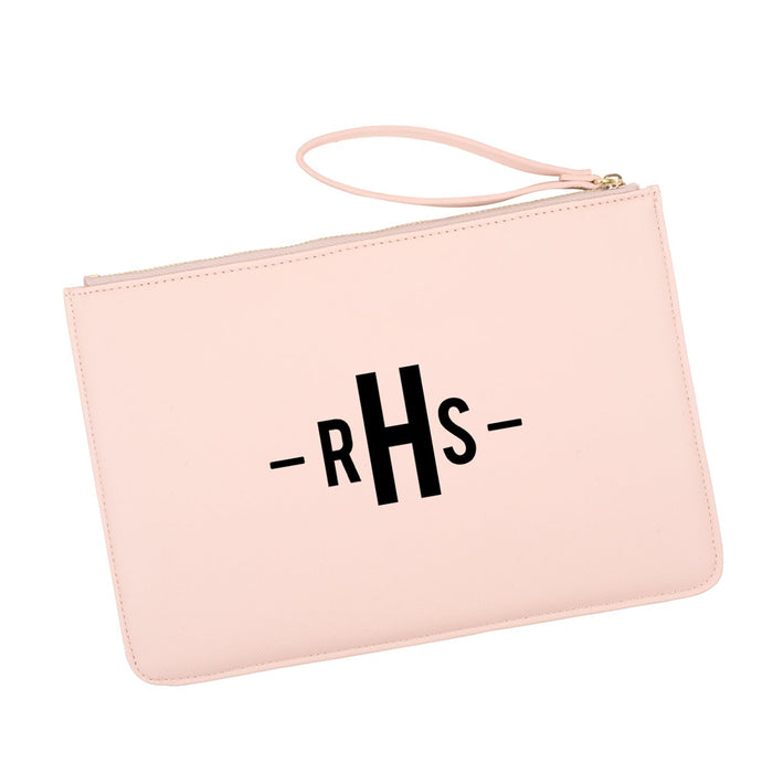 Custom Vegan Leather Wristlet Clutch Purse Pouch Bag for Bride-Set of 1-Andaz Press-Custom Mrs.-