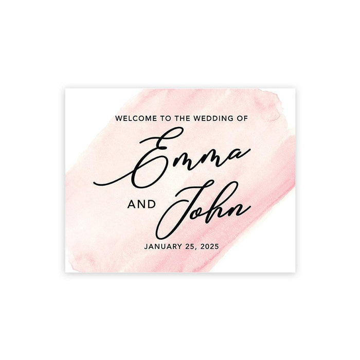 Custom Watercolor Canvas Wedding Guestbook Welcome Signs-Set of 1-Andaz Press-Watercolor Brush Stroke Modern Monogram-