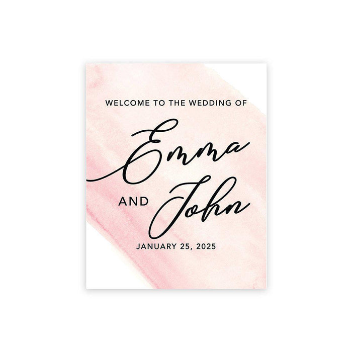 Custom Watercolor Canvas Wedding Guestbook Welcome Signs-Set of 1-Andaz Press-Pink Welcome To The Wedding Watercolor-