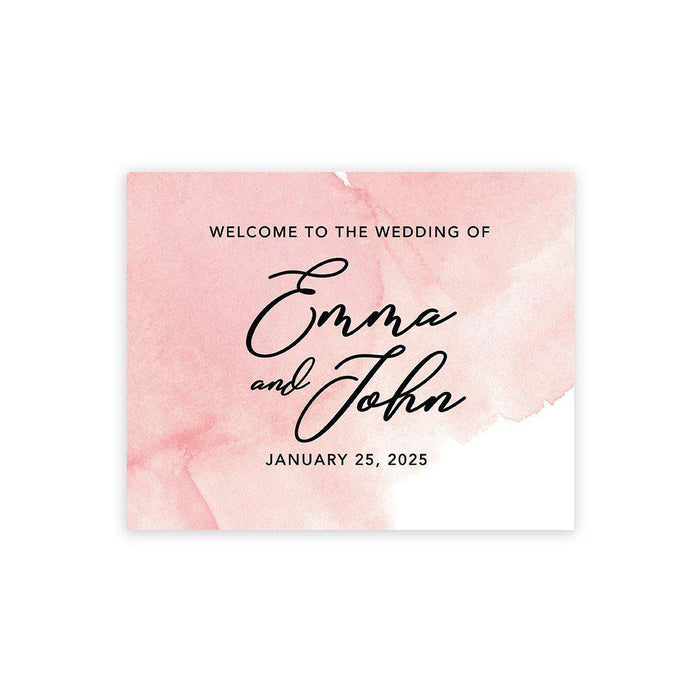 Custom Watercolor Canvas Wedding Guestbook Welcome Signs-Set of 1-Andaz Press-Pink Welcome To The Wedding Watercolor Stroke-