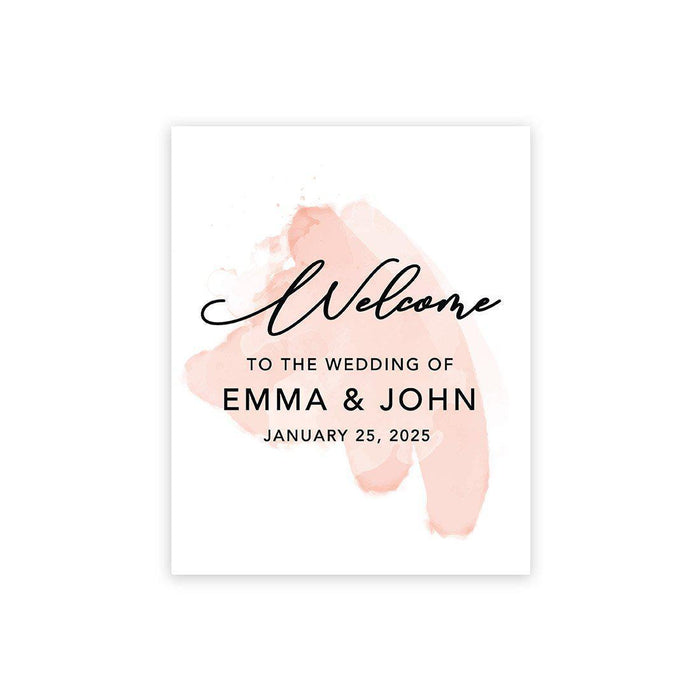 Custom Watercolor Canvas Wedding Guestbook Welcome Signs-Set of 1-Andaz Press-Scripted Welcome To The Wedding Watercolor Stroke-