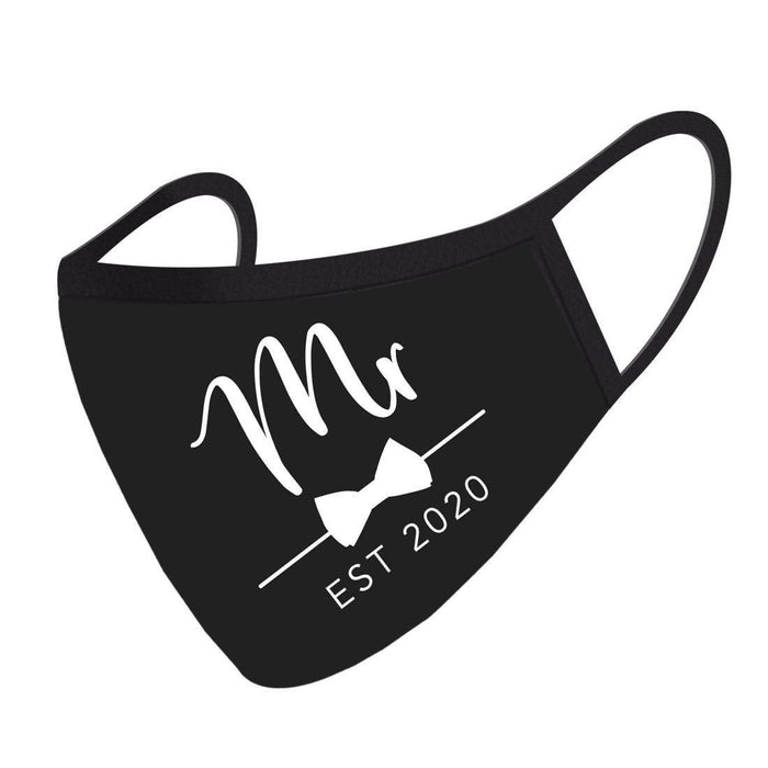 Custom Wedding Collection Face Mask, Reusable Black Cloth Masks with 1 Replaceable PM 2.5 Protection Filter-Set of 1-Andaz Press-Mr. Bow-Tie EST-