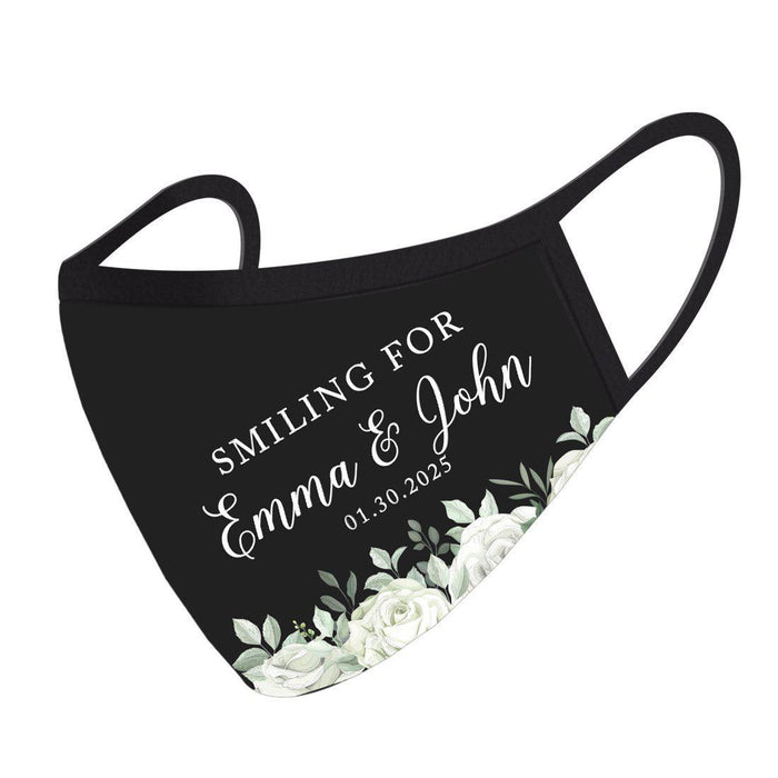 Custom Wedding Collection Face Mask, Reusable Black Cloth Masks with 1 Replaceable PM 2.5 Protection Filter-Set of 1-Andaz Press-Smiling For-