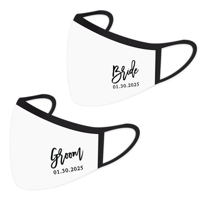 Custom Wedding Collection Face Mask, Reusable White Cloth Face Masks with 1 Replaceable PM 2.5 Protection Filter-Set of 1-Andaz Press-Quarantined-