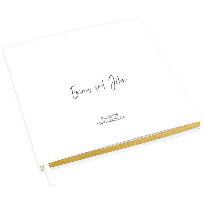 Custom Wedding Guestbook with Gold Accents, White Guest Sign in Registry – 44 Designs-Set of 1-Andaz Press-Eucalyptus Stem-