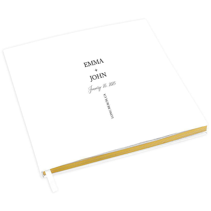 Custom Wedding Guestbook with Gold Accents, White Guest Sign in Registry – 44 Designs-Set of 1-Andaz Press-Eucalyptus Stem-