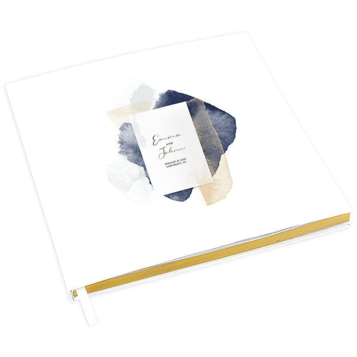 Custom Wedding Guestbook with Gold Accents, White Guest Sign in Registry – 44 Designs-Set of 1-Andaz Press-Eucalyptus Stem-