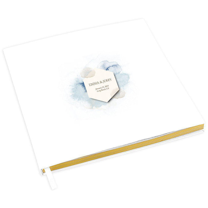Custom Wedding Guestbook with Gold Accents, White Guest Sign in Registry – 44 Designs-Set of 1-Andaz Press-Eucalyptus Stem-