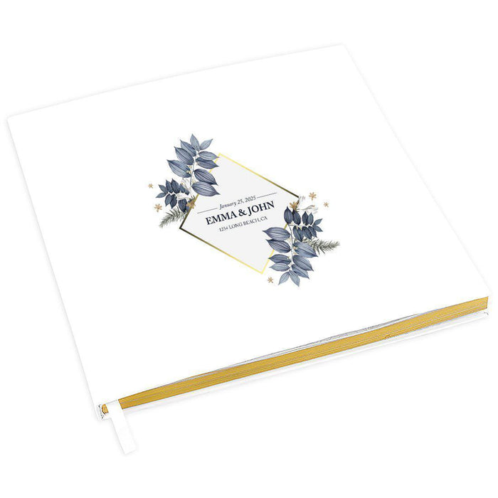 Custom Wedding Guestbook with Gold Accents, White Guest Sign in Registry – 44 Designs-Set of 1-Andaz Press-Eucalyptus Stem-