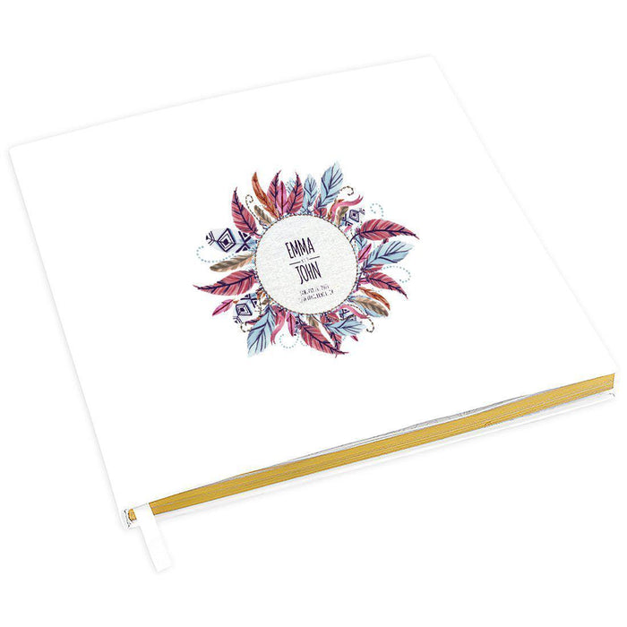 Custom Wedding Guestbook with Gold Accents, White Guest Sign in Registry – 44 Designs-Set of 1-Andaz Press-Eucalyptus Stem-