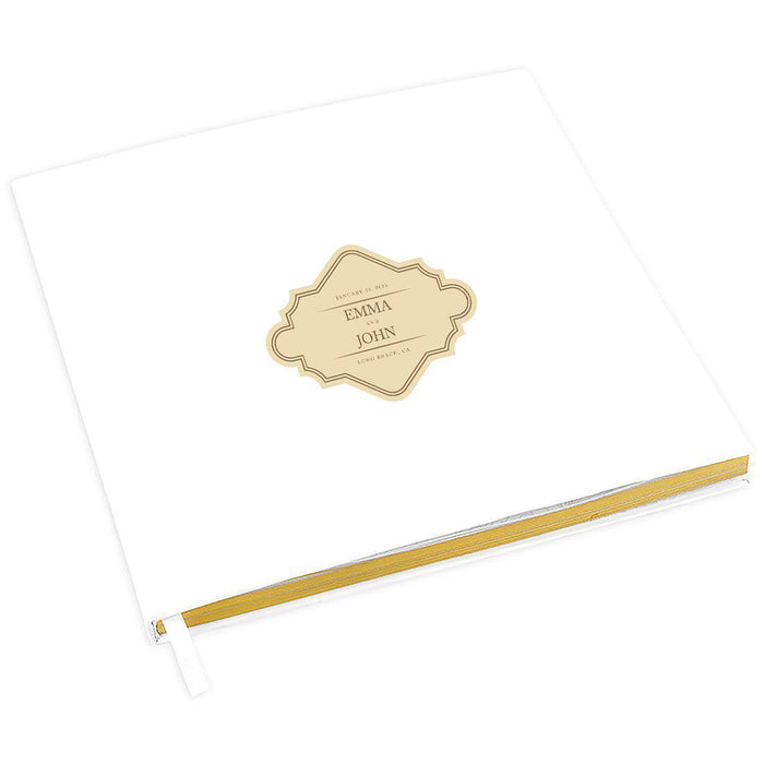 Custom Wedding Guestbook with Gold Accents, White Guest Sign in Registry – 44 Designs-Set of 1-Andaz Press-Eucalyptus Stem-