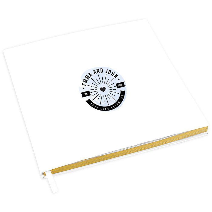 Custom Wedding Guestbook with Gold Accents, White Guest Sign in Registry – 44 Designs-Set of 1-Andaz Press-Eucalyptus Stem-