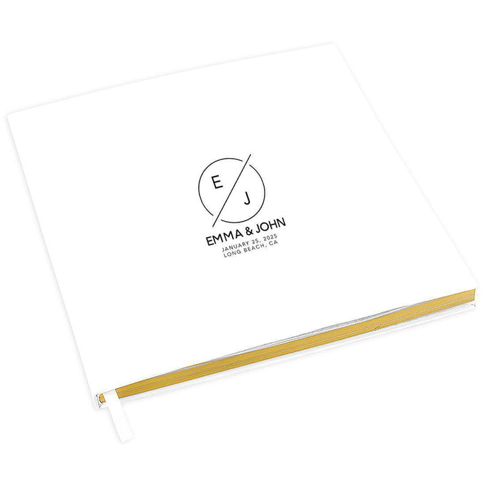 Custom Wedding Guestbook with Gold Accents, White Guest Sign in Registry – 44 Designs-Set of 1-Andaz Press-Eucalyptus Stem-