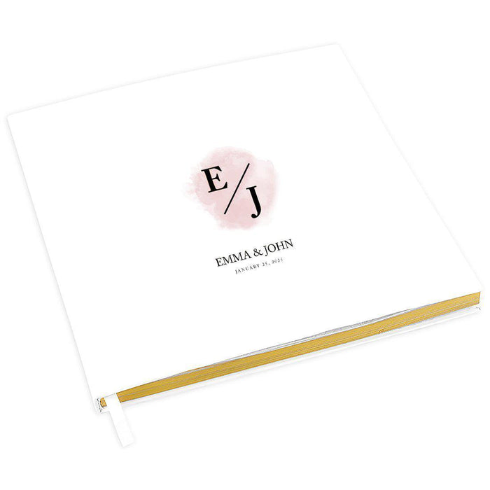 Custom Wedding Guestbook with Gold Accents, White Guest Sign in Registry – 44 Designs-Set of 1-Andaz Press-Blush Pink Watercolor Brushed Design-