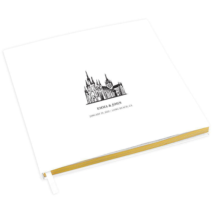Custom Wedding Guestbook with Gold Accents, White Guest Sign in Registry – 44 Designs-Set of 1-Andaz Press-Church Design-