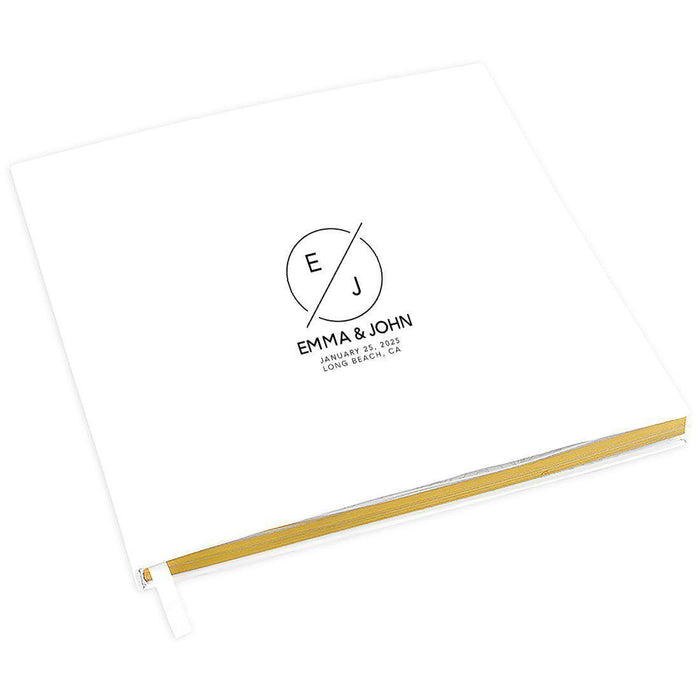 Custom Wedding Guestbook with Gold Accents, White Guest Sign in Registry – 44 Designs-Set of 1-Andaz Press-Minimal Circle-