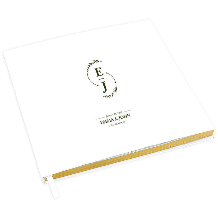 Custom Wedding Guestbook with Gold Accents, White Guest Sign in Registry – 44 Designs-Set of 1-Andaz Press-Minimal Monogram Design-