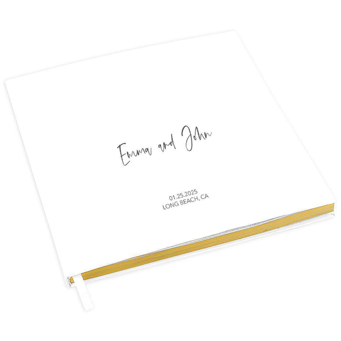 Custom Wedding Guestbook with Gold Accents, White Guest Sign in Registry – 44 Designs-Set of 1-Andaz Press-Modern Custom Script-