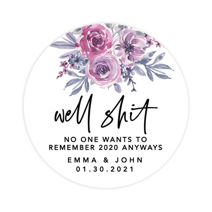 Custom Wedding Round Circle Label Stickers, You Can't Quarantine Love, Wedding Favor Label Stickers-Set of 120-Andaz Press-Quarantine Love-