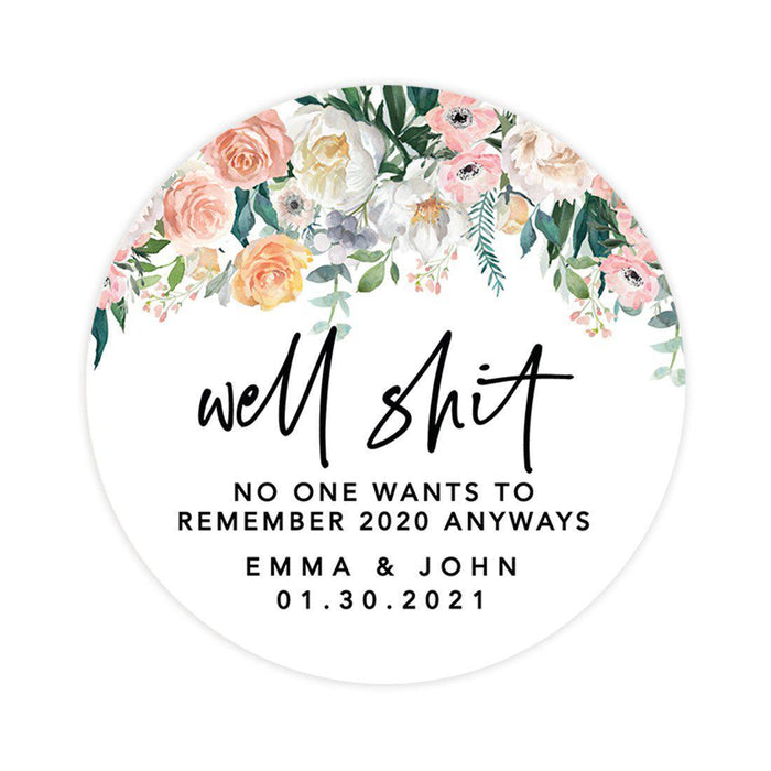 Custom Wedding Round Circle Label Stickers, You Can't Quarantine Love, Wedding Favor Label Stickers-Set of 120-Andaz Press-Remember 2020 Anyways-