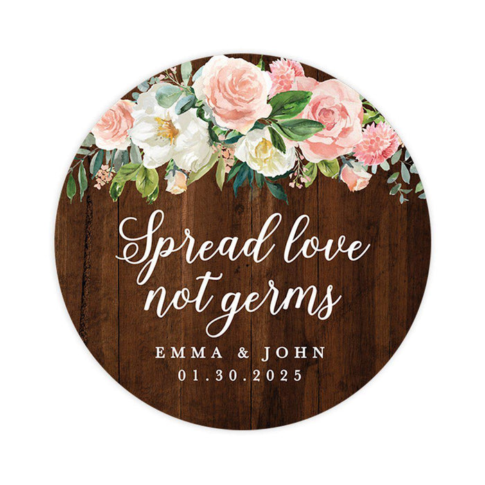 Custom Wedding Round Circle Label Stickers, You Can't Quarantine Love, Wedding Favor Label Stickers-Set of 120-Andaz Press-Rustic Florals-