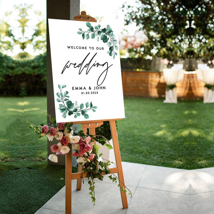 Custom Wedding Sign, Elegant Canvas Welcome for Ceremony and Reception, Set of 1-Set of 1-Andaz Press-Boho Terracotta-