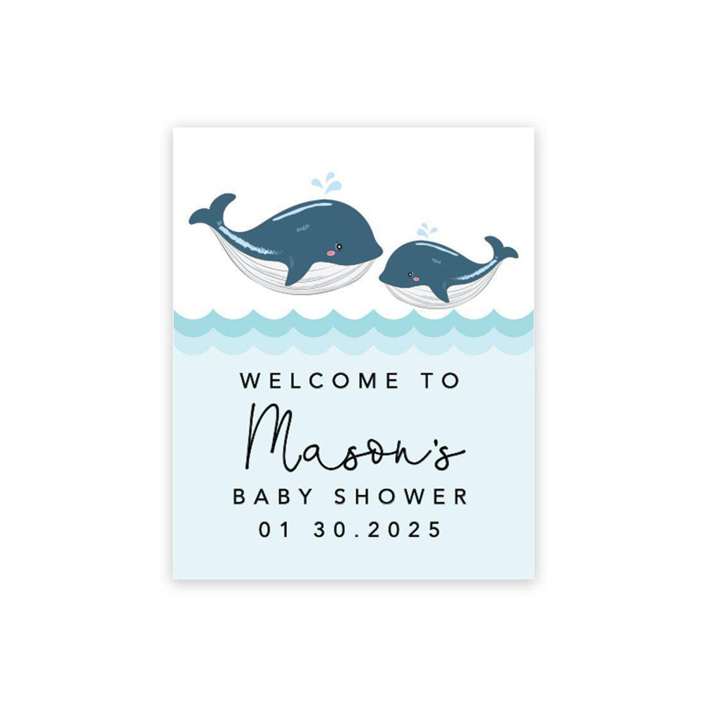 Custom Whale Baby Shower Canvas Welcome Signs-Set of 1-Andaz Press-Baby Whale-