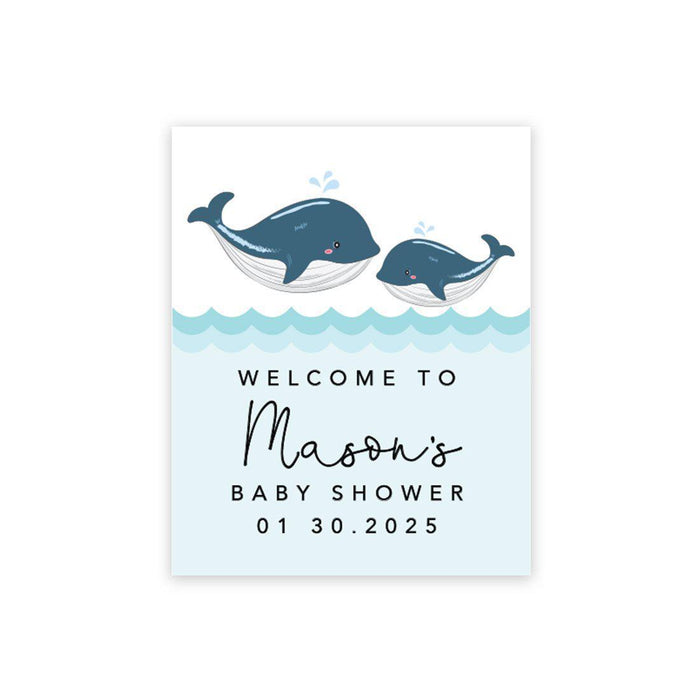 Custom Whale Baby Shower Canvas Welcome Signs-Set of 1-Andaz Press-Baby Whale-