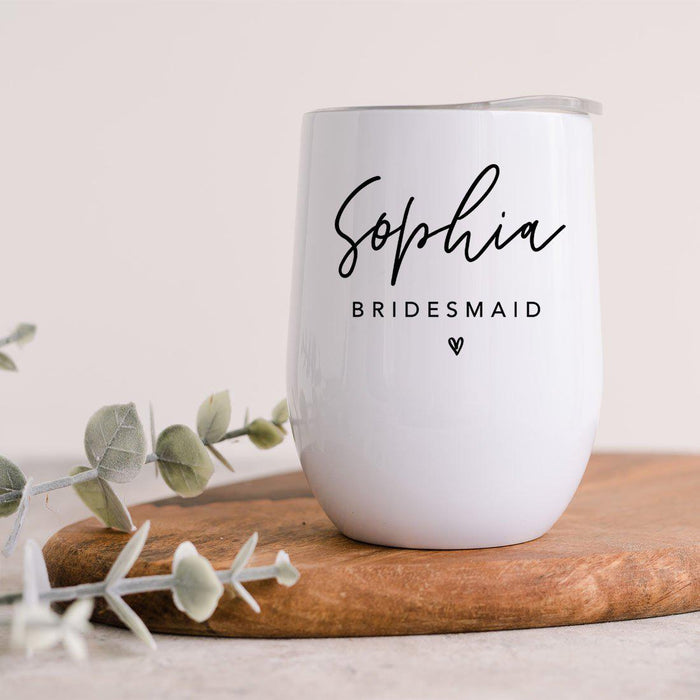 Custom Wine Tumbler with Lid Stemless Stainless Steel Insulated Gift for Wedding Engagement Bridal Shower Gifts-Set of 1-Andaz Press-Bridesmaid Custom-