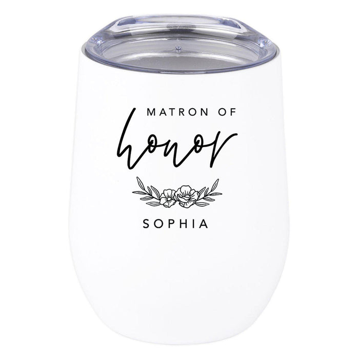Custom Wine Tumbler with Lid Stemless Stainless Steel Insulated Gift for Wedding Engagement Bridal Shower Gifts-Set of 1-Andaz Press-Bridesmaid Custom-