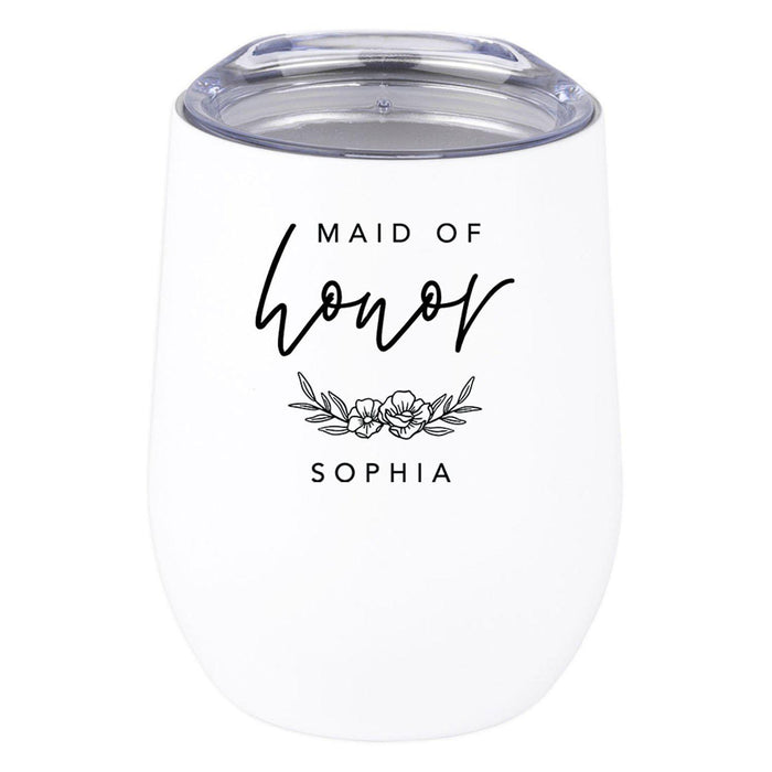 Custom Wine Tumbler with Lid Stemless Stainless Steel Insulated Gift for Wedding Engagement Bridal Shower Gifts-Set of 1-Andaz Press-Bridesmaid Custom-
