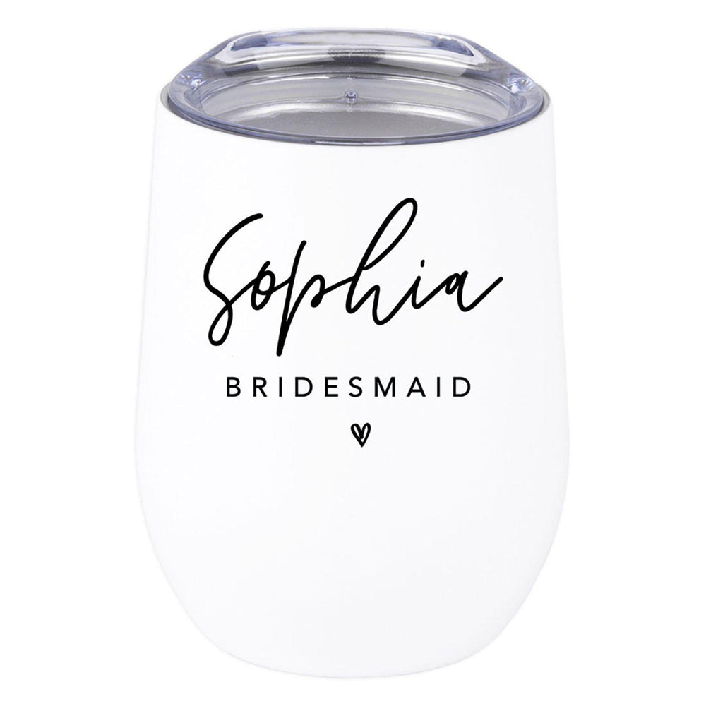 Custom Wine Tumbler with Lid Stemless Stainless Steel Insulated Gift for Wedding Engagement Bridal Shower Gifts-Set of 1-Andaz Press-Bridesmaid Custom-