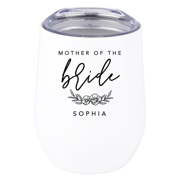 Custom Wine Tumbler with Lid Stemless Stainless Steel Insulated Gift for Wedding Engagement Bridal Shower Gifts-Set of 1-Andaz Press-Mother Of The Bride-