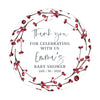Custom Winter Snowy Woodland Forest Watercolor Baby Shower Party, Round Circle Gift Tags, Winter Baby Shower Favor Labels-Set of 24-Andaz Press-Thank You for Celebrating-